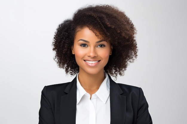 Close up of an African American businesswoman on a clear background