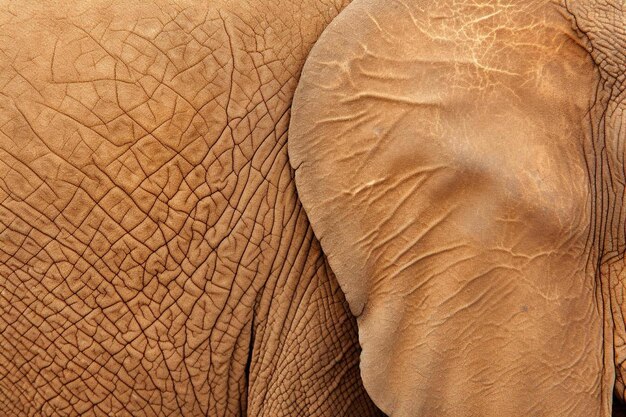 Foto primo piano della consistenza della pelle di un elefante africano