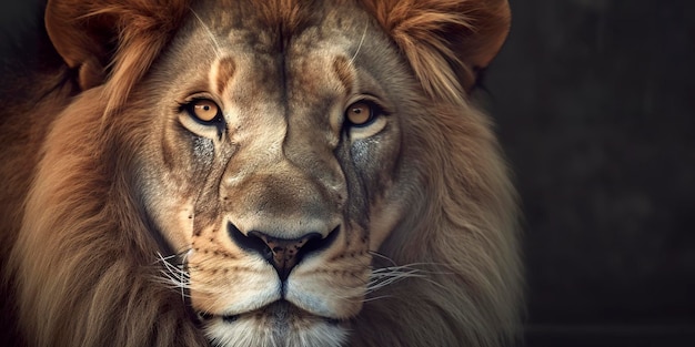 Close up of an African lion Generative AI