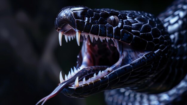 Close Up of Aggressive Snake With Open Mouth