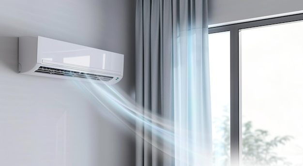 Close up of air conditioner blowing a cool breeze in a room