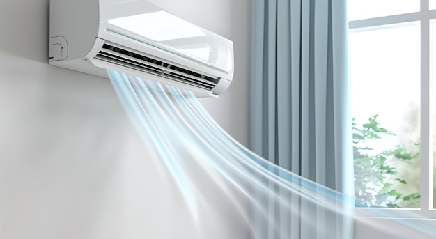 Close up of air conditioner blowing a cool breeze in a room