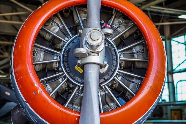 Close-up of airplane engine