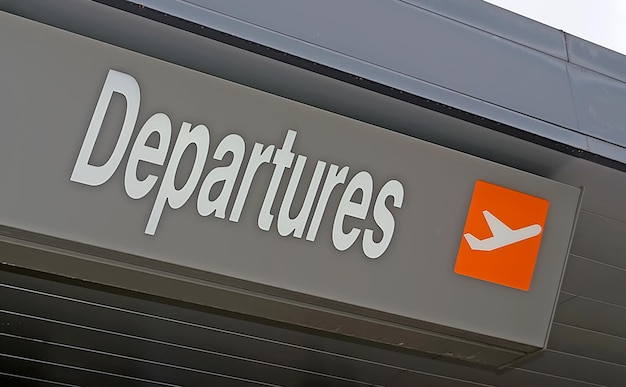 Close up of an airport departures sign