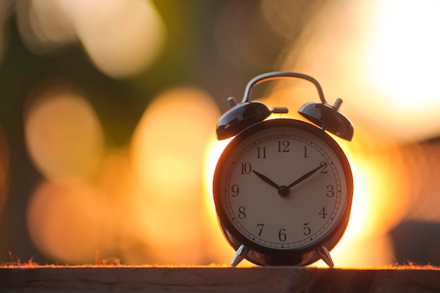 close-up of alarm clock on table