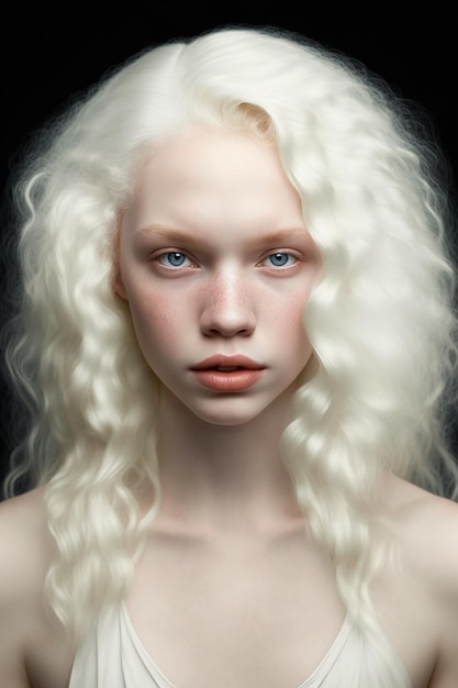 Close up of a albino woman generative Ai