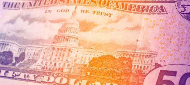 Close up of American Dollar Note Currency