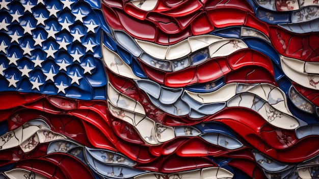 Close Up of American Flag Painted on Wall