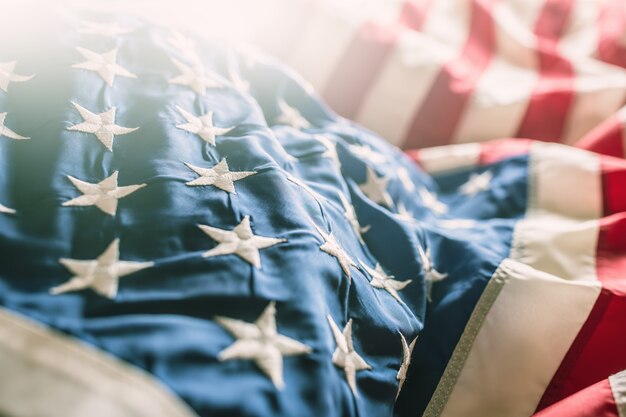 Photo close-up of american flag stars and stripes.