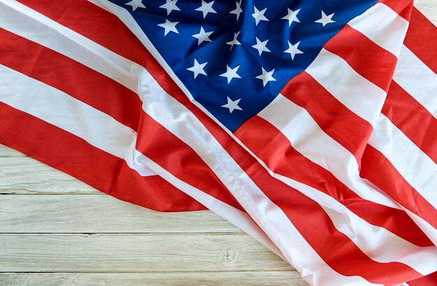 Close-up of american flag on table