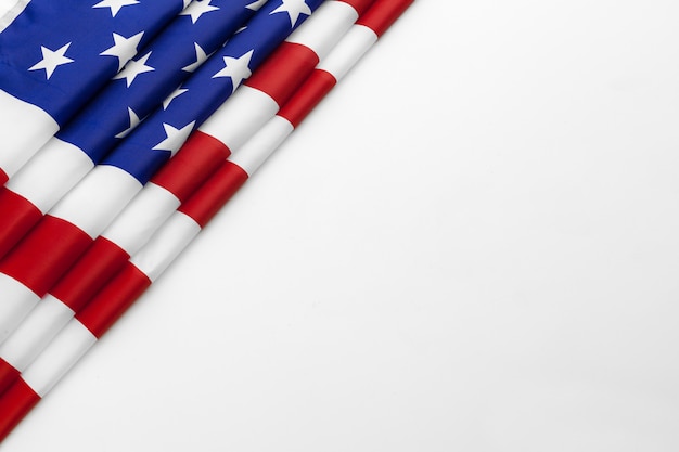 Close up of American flag USA on white background