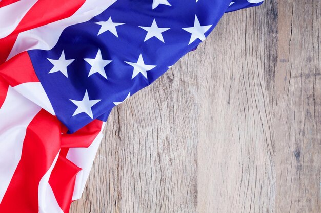Close-up of american flag on wooden wall