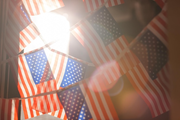 Photo close-up of american flags