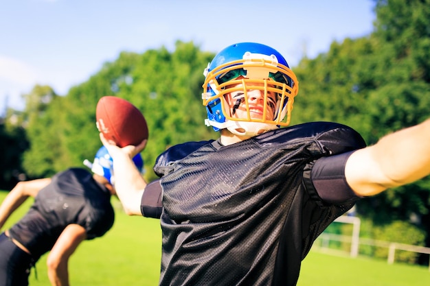 close-up of american football player