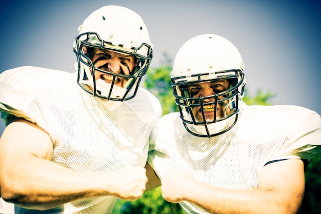 close-up of american football players