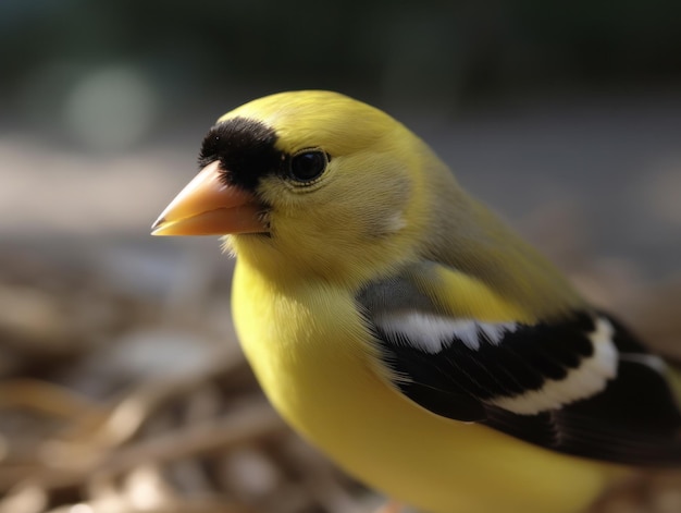 close up of an american goldfinch