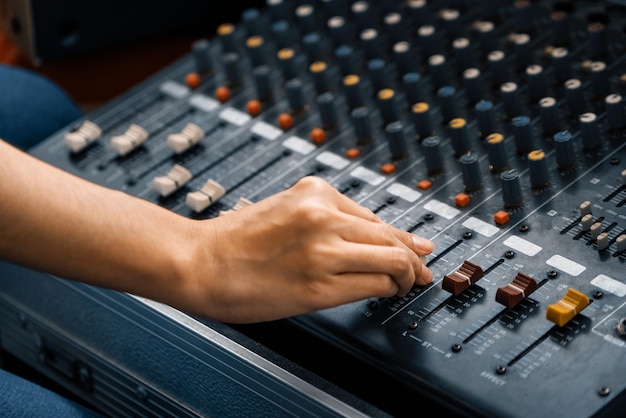 Photo close up of amplifier mixer and equalizer uds