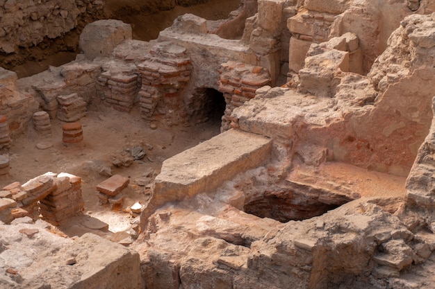 Close up of ancient greek ruins