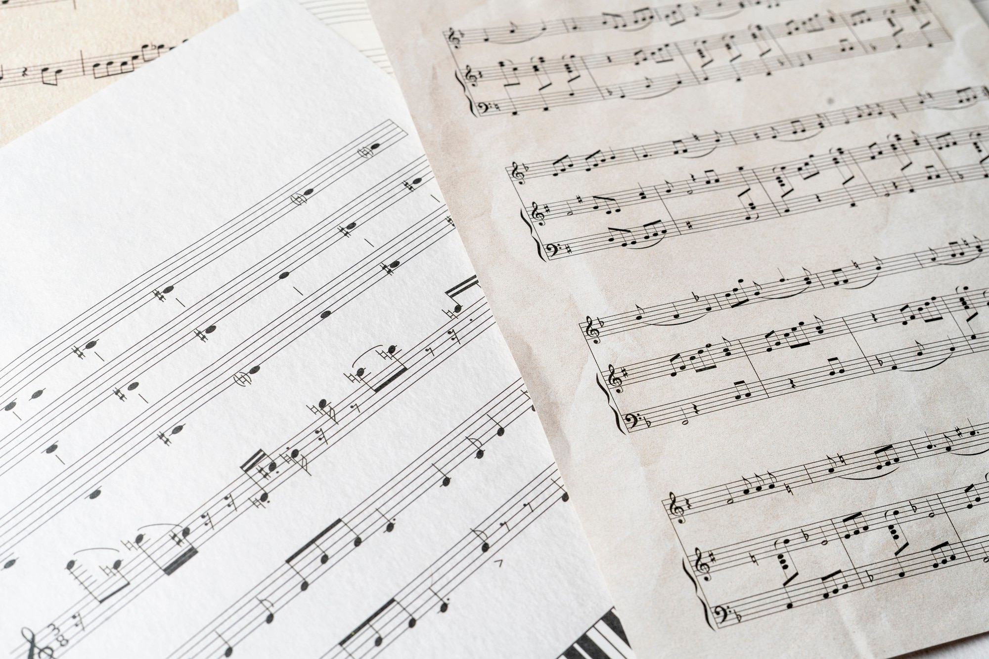 Premium Photo | A close up ancient old paper sheet with music notes