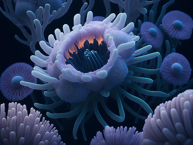 close up of an anemone in the deep sea created with Ai generation