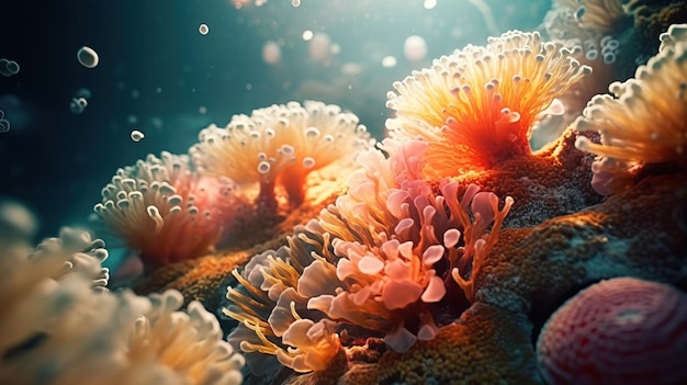 A close up of anemones Generative AI Art