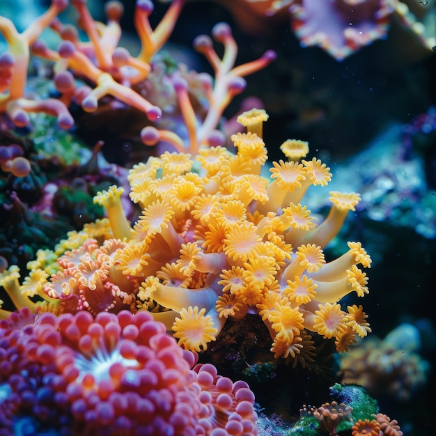 Photo a close up of anemones