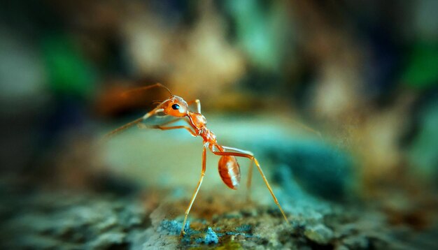 close-up of ant on rock