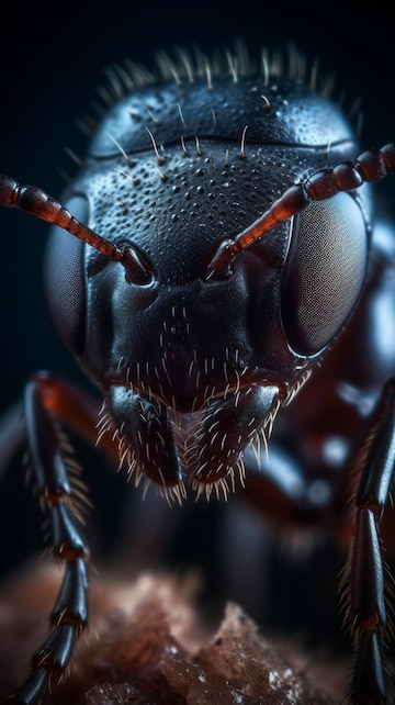 Premium Photo  A close up of an ant's face with the water