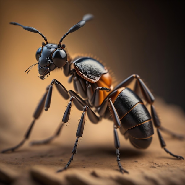 A close up of a ant with the word ant on it