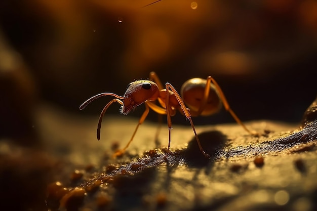 A close up of a ant