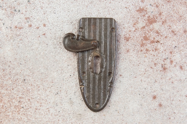 Close up on antique brass keyhole lock