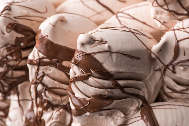 Close-up of appetizing ice cream, macro photography