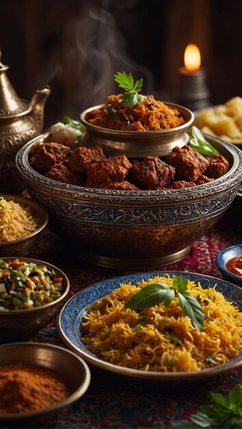 Photo close up on appetizing ramadan meal