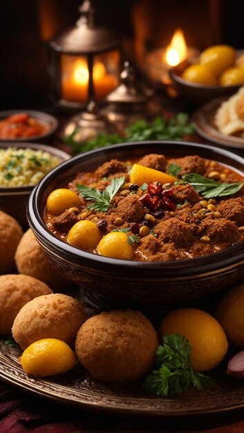 Close up on appetizing ramadan meal