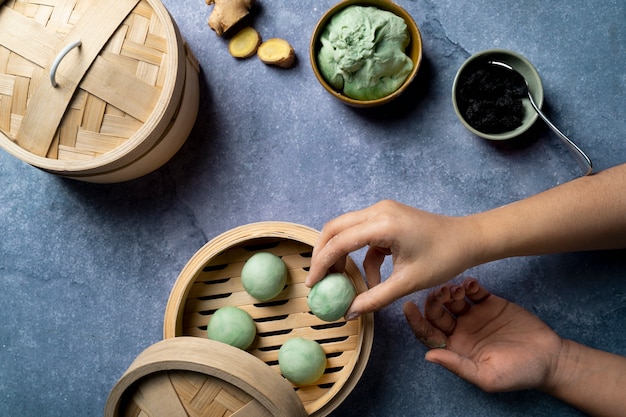 Close up on appetizing tangyuan bowl