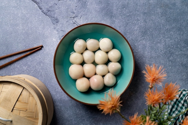 Photo close up on appetizing tangyuan bowl