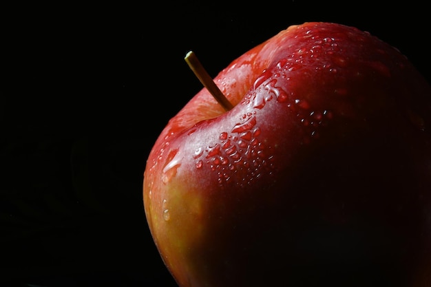 Close-up of an apple against a black background