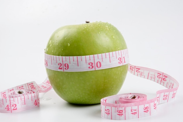 close-up of apple against white background