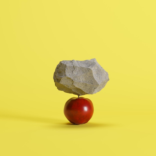 Photo close-up of apple against yellow background