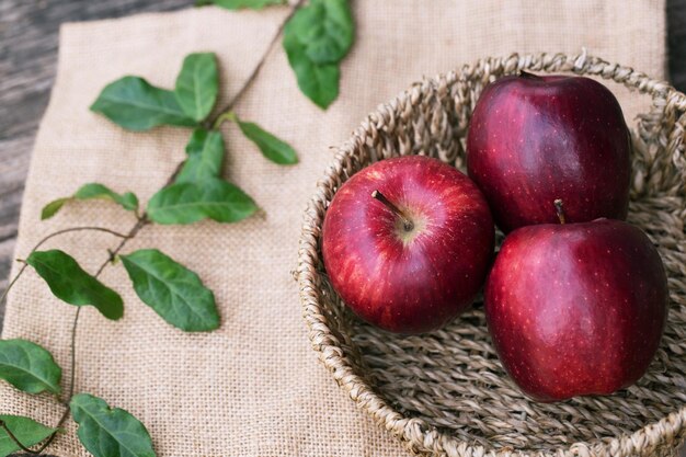 Close-up of apples in basket