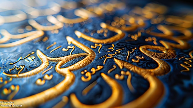 Photo a close up of arabic calligraphy on a black surface