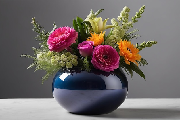 Close up arrangement of modern vases