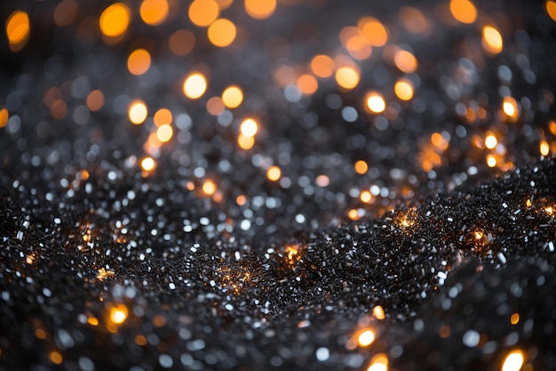 Close up of ash particles illuminated by artificial light sources