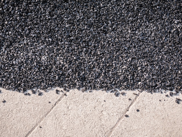 Close up asphalt road repair