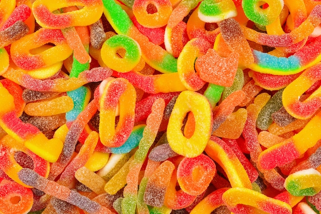 Close up assorted gummy candies