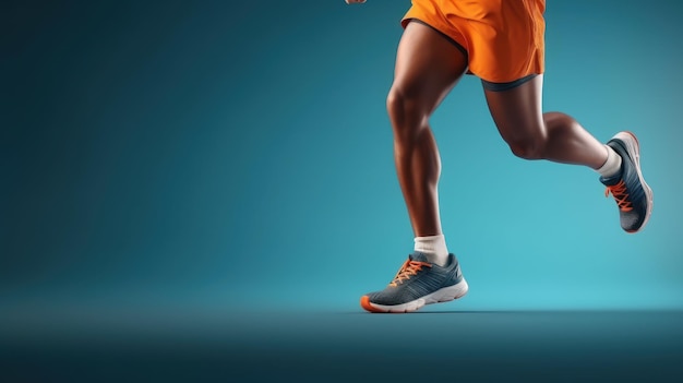 클로즈업 운동선수 달리기 다리 달리기 토너먼트 경쟁 달리기 신발 개념 생성 AI
