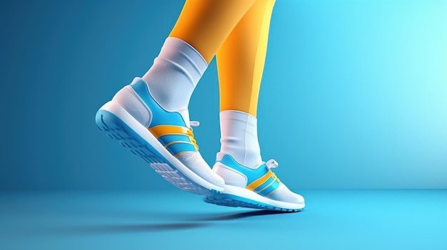 Close-up Atleet Loper benen Lopen toernooi wedstrijd Lopen schoenen Concept Generatieve AI