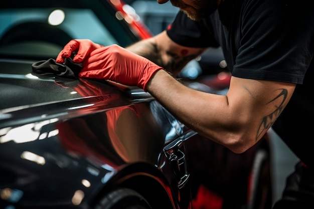 Close Up of an Auto Body Mechanic Buffing a Scratch Generative AI