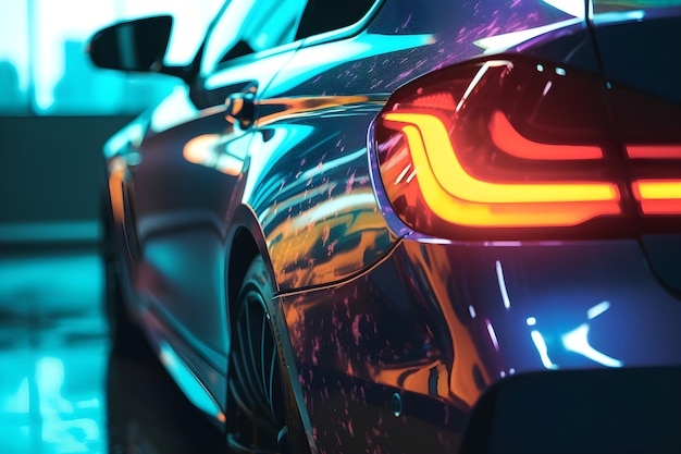 Close-up auto deel gedetailleerde kleurrijke achtergrond