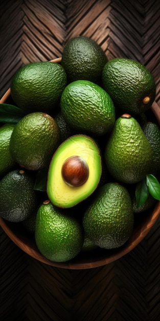 Close-up avocado met waterdruppels erop Generatieve AI